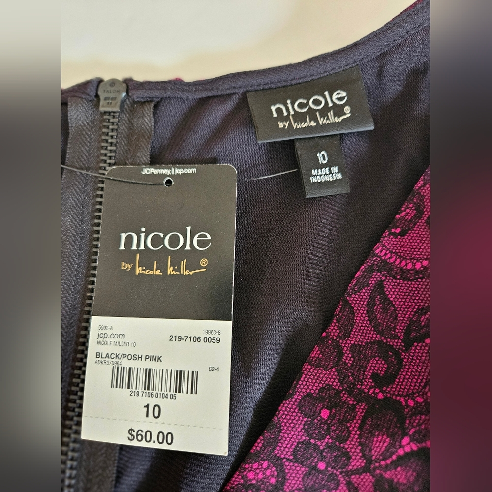 Nicole Nicole Miller NWT Dress SZ 10 Black Bandage Skirt Paisley Scarf Top Y2K - Picture 5 of 7